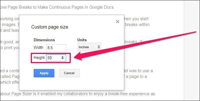 How to delete unwanted page in google docs